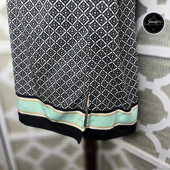 3/$30 Dana Buchman Multicolored Silk Like Roll Tab Sleeve Tunic/Blouse Size 8 - Picture 9 of 13